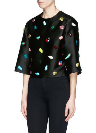 Front View - Click To Enlarge - STELLA MCCARTNEY - Gemstone appliqué boxy top
