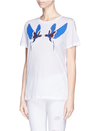 Front View - Click To Enlarge - STELLA MCCARTNEY - Swallow print cotton jersey T-shirt