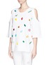 Front View - Click To Enlarge - STELLA MCCARTNEY - Stone appliqué cold shoulder sweat top