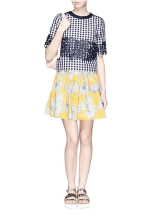 Figure View - Click To Enlarge - MSGM - Lace appliqué gingham boxy top