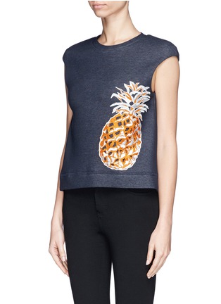 Front View - Click To Enlarge - MSGM - Pineapple embroidery sleeveless sweatshirt