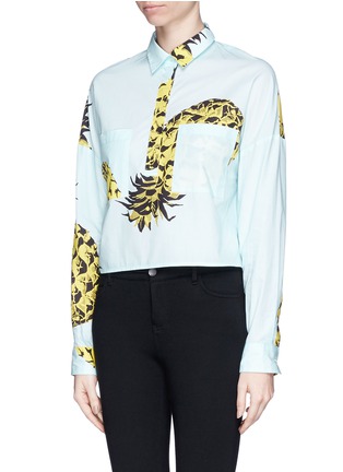 Front View - Click To Enlarge - MSGM - Pineapple print high-low hem shirt