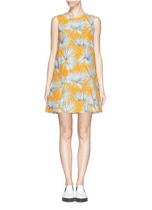 Main View - Click To Enlarge - MSGM - Leaf print zip pocket shift dress