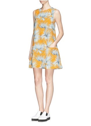 Figure View - Click To Enlarge - MSGM - Leaf print zip pocket shift dress