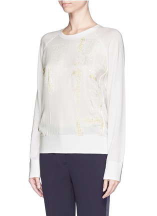Front View - Click To Enlarge - REED KRAKOFF - Foil print cashmere-wool-silk sweater