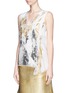 Front View - Click To Enlarge - REED KRAKOFF - Foil print silk V-neck top