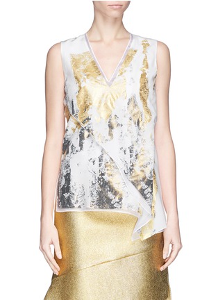 Main View - Click To Enlarge - REED KRAKOFF - Foil print silk V-neck top