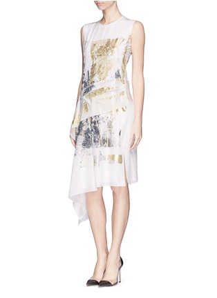 Figure View - Click To Enlarge - REED KRAKOFF - Foil print silk crepe asymmetric dress