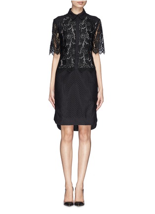 Main View - Click To Enlarge - ERDEM - Breeson' corded lace diamond perforation shirt dress