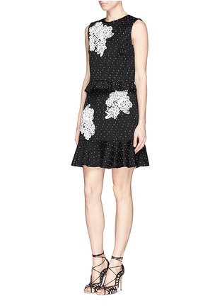 Figure View - Click To Enlarge - ERDEM - 'Talia' floral lace polka dot jacquard layer dress