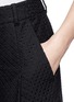 Detail View - Click To Enlarge - ERDEM - 'Tyra' eyelet mesh pleat shorts