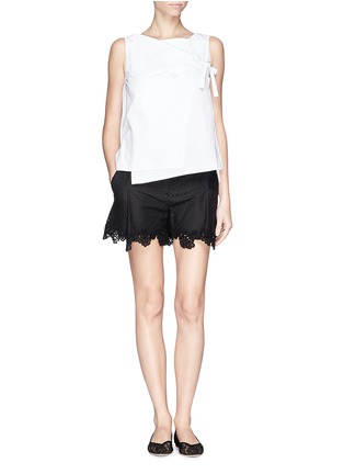Figure View - Click To Enlarge - ERDEM - 'Tyra' eyelet mesh pleat shorts