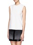 Front View - Click To Enlarge - HELMUT LANG - Leather trim sleeveless top
