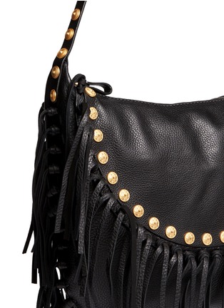 Detail View - Click To Enlarge - VALENTINO GARAVANI - Gryphon stud fringe leather hobo bag