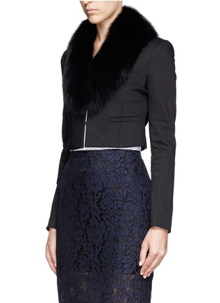 Front View - Click To Enlarge - ALICE & OLIVIA - 'Ridley' detachable fox fur collar cropped blazer