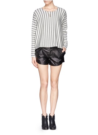 Figure View - Click To Enlarge - ALICE & OLIVIA - Leather Butterfly Shorts