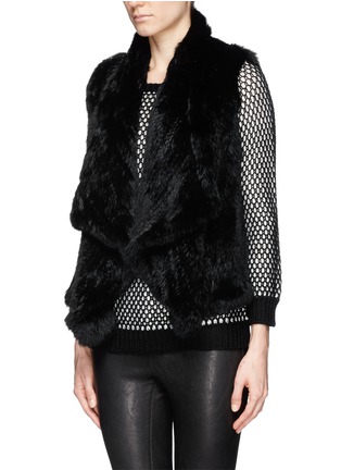 Front View - Click To Enlarge - ALICE & OLIVIA - 'Harriet' rabbit fur stretch gilet
