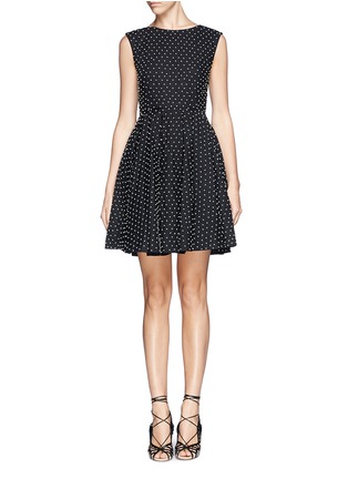 Main View - Click To Enlarge - ALICE & OLIVIA - 'Fila' faux pearl cotton pleat dress
