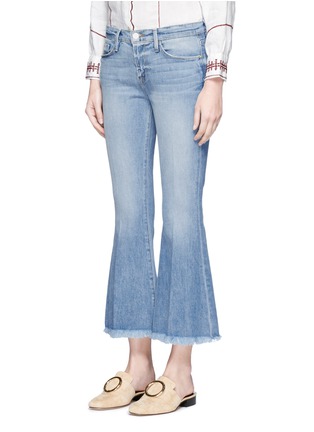 Front View - Click To Enlarge - FRAME - 'Le Crop Bell' frayed cuff cropped boot cut jeans