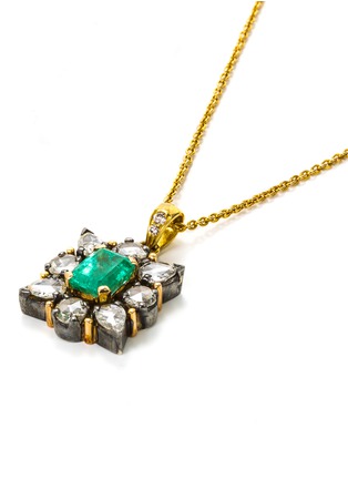  - AISHWARYA - Diamond emerald gold alloy pendant necklace