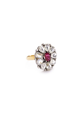 Main View - Click To Enlarge - AISHWARYA - Diamond ruby gold alloy scalloped ring