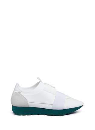 Main View - Click To Enlarge - BALENCIAGA - 'Race Runners' leather and neoprene sneakers