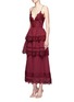 Front View - Click To Enlarge - SELF-PORTRAIT - 'Ivy' mixed daisy lace tiered V-neck dress