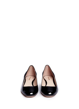 Front View - Click To Enlarge - NICHOLAS KIRKWOOD - 'Casati' faux pearl heel patent leather flats