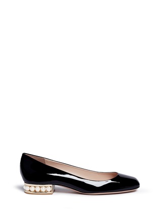 Main View - Click To Enlarge - NICHOLAS KIRKWOOD - 'Casati' faux pearl heel patent leather flats