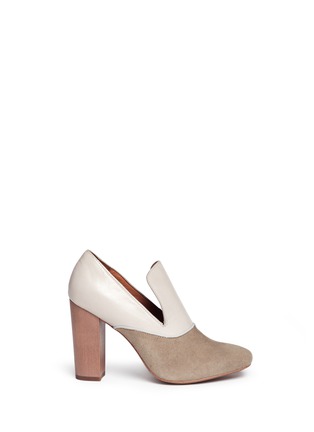 Main View - Click To Enlarge - 10 CROSBY DEREK LAM - 'Alise' wooden heel suede and leather loafer pumps