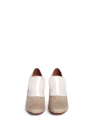 Figure View - Click To Enlarge - 10 CROSBY DEREK LAM - 'Alise' wooden heel suede and leather loafer pumps