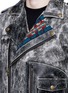 Detail View - Click To Enlarge - 72951 - Fringed intarsia trim crackle leather jacket