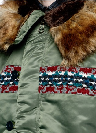 Detail View - Click To Enlarge - 72951 - Fringed intarsia trim hooded parka