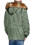 Back View - Click To Enlarge - 72951 - Fringed intarsia trim hooded parka