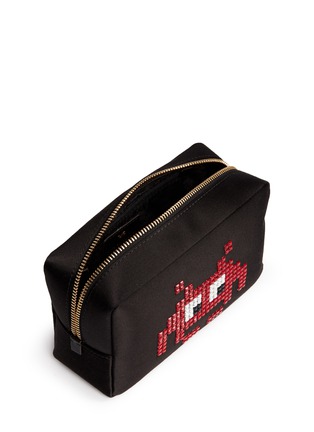 Detail View - Click To Enlarge - ANYA HINDMARCH - 'Space Invaders' embellished character cosmetics pouch