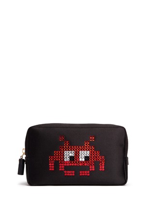 Main View - Click To Enlarge - ANYA HINDMARCH - 'Space Invaders' embellished character cosmetics pouch