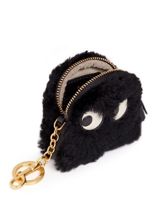 Detail View - Click To Enlarge - ANYA HINDMARCH - 'Ghost' shearling coin pouch