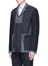 Detail View - Click To Enlarge - MARNI - Reversible pinstripe patchwork wool flannel blazer