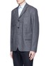 Front View - Click To Enlarge - MARNI - Reversible pinstripe patchwork wool flannel blazer