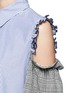 Detail View - Click To Enlarge - 73184 - 'Danny' glen check cold shoulder stripe A-line dress