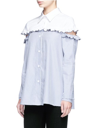 Front View - Click To Enlarge - 73184 - 'Stuyvesant' cutout ruffle yoke stripe cotton shirt