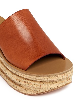 Detail View - Click To Enlarge - CHLOÉ - Cork platform leather slide sandals