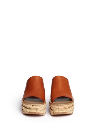 Front View - Click To Enlarge - CHLOÉ - Cork platform leather slide sandals