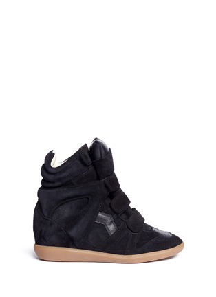 Main View - Click To Enlarge - ISABEL MARANT ÉTOILE - 'Bekett' padded leather tongue suede sneakers