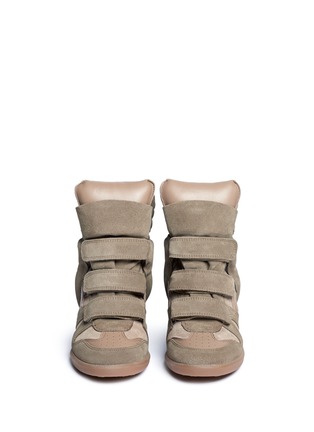 Front View - Click To Enlarge - ISABEL MARANT ÉTOILE - 'Bekett' padded leather tongue suede sneakers