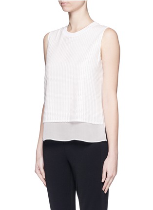 Front View - Click To Enlarge - VINCE - Mesh overlay silk chiffon top
