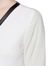Detail View - Click To Enlarge - VINCE - Faux leather trim crepe silk combo blouse