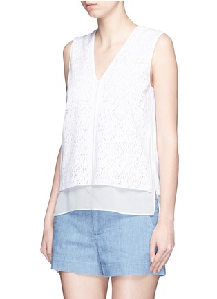 Front View - Click To Enlarge - VINCE - Mosaic lace silk layer sleeveless top