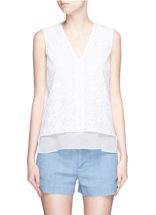 Main View - Click To Enlarge - VINCE - Mosaic lace silk layer sleeveless top