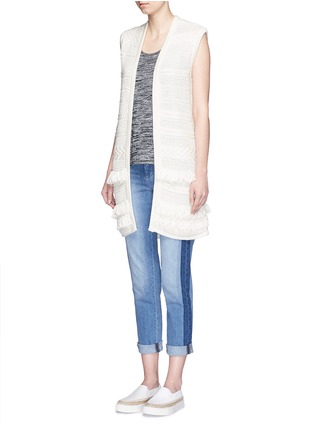 Front View - Click To Enlarge - VINCE - Fringed cable knit vest cardigan